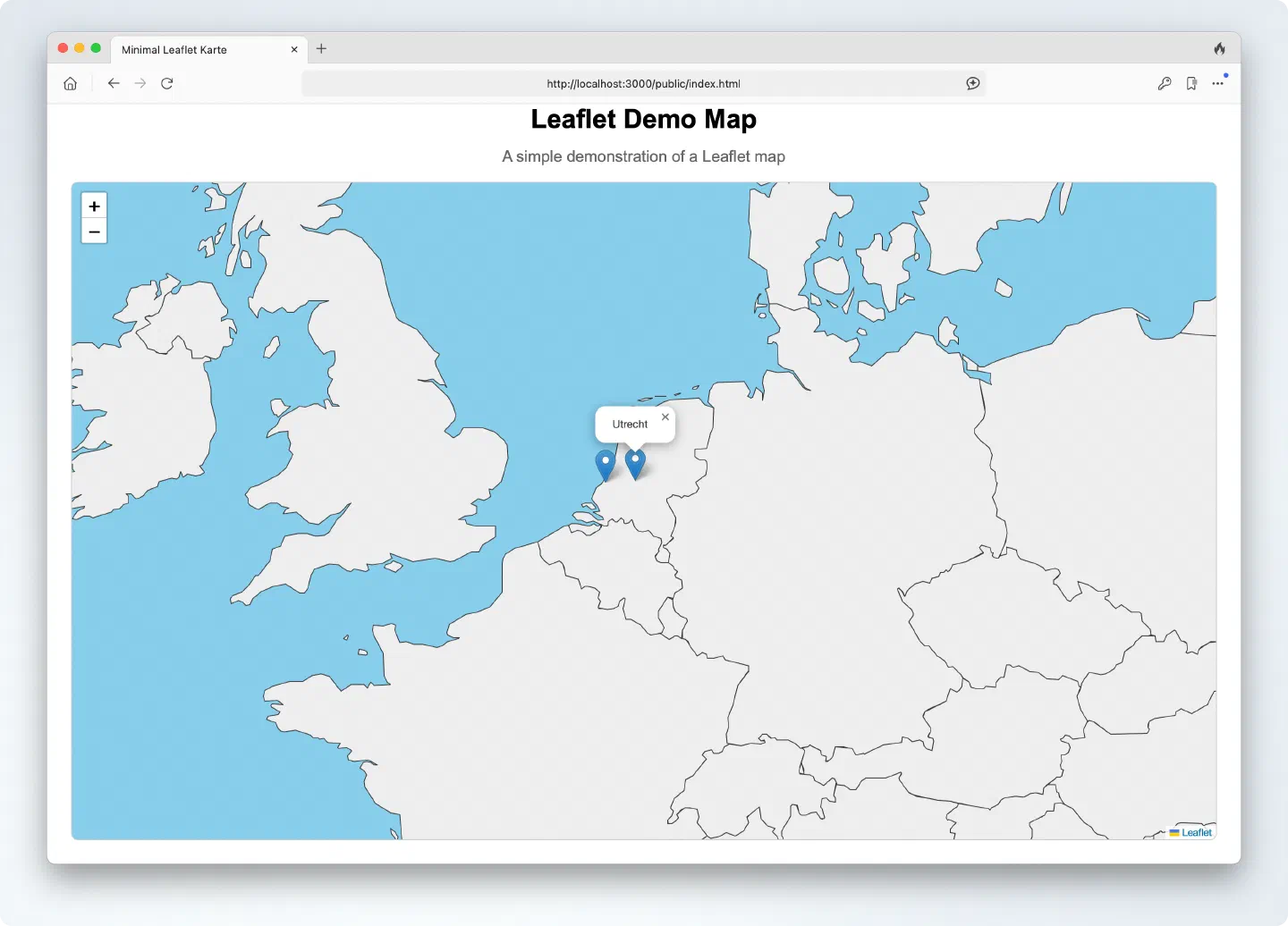 Leaflet Karte im Browser